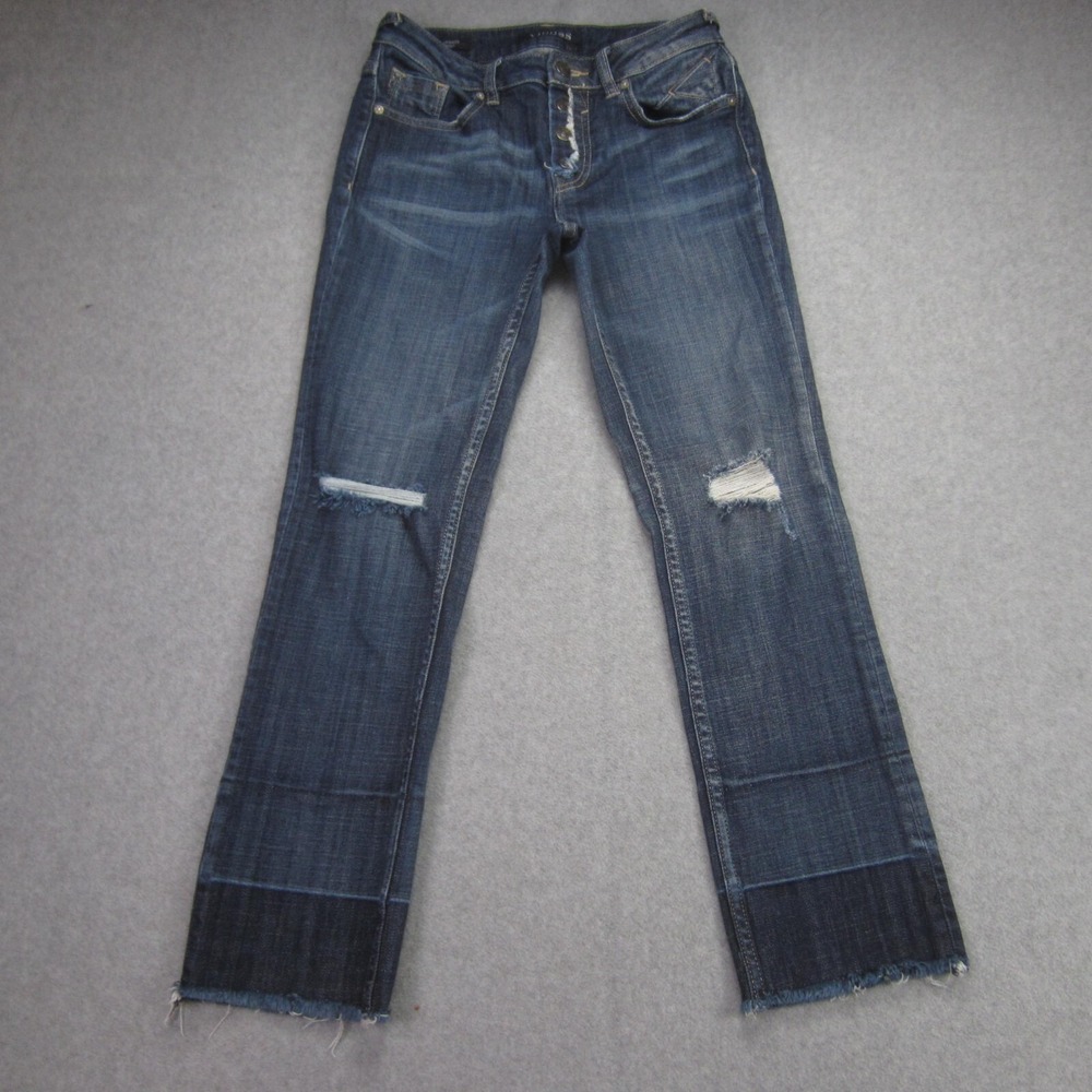 Womens 24x26 Vigoss Jeans Jagger Straight‎ Ankle Button Fly Distressed Raw Hem